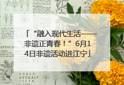 “融入现代生活——非遗正青春！”6月14日非遗活动进江宁