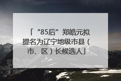 “85后”郑皓元拟提名为辽宁地级市县（市、区）长候选人