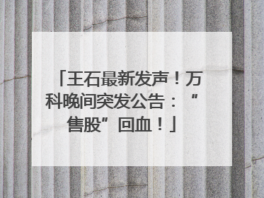王石最新发声！万科晚间突发公告：“售股”回血！