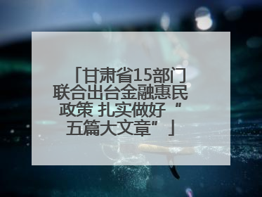 甘肃省15部门联合出台金融惠民政策 扎实做好“五篇大文章”
