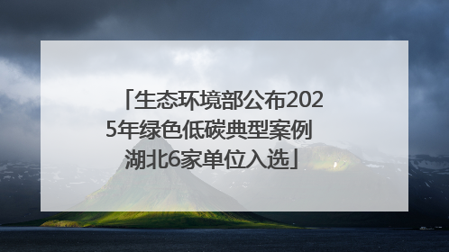 生态环境部公布2025年绿色低碳典型案例 湖北6家单位入选