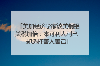 美加经济学家谈美钢铝关税加倍：本可利人利己 却选择害人害己