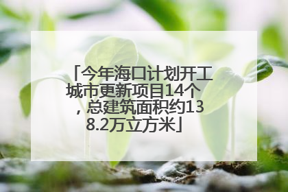 今年海口计划开工城市更新项目14个，总建筑面积约138.2万立方米