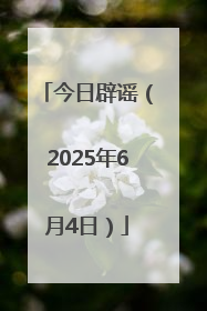 今日辟谣（2025年6月4日）
