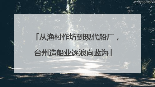 从渔村作坊到现代船厂，台州造船业逐浪向蓝海