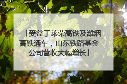 受益于莱荣高铁及潍烟高铁通车，山东铁路基金公司营收大幅增长