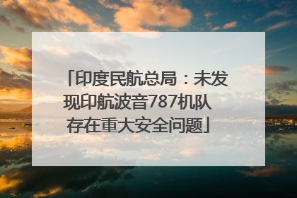 印度民航总局：未发现印航波音787机队存在重大安全问题