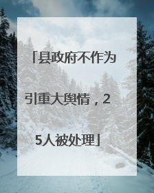 县政府不作为引重大舆情，25人被处理