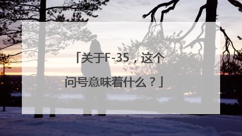 关于F-35，这个问号意味着什么？