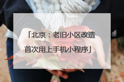 北京：老旧小区改造首次用上手机小程序