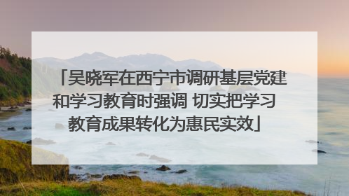 吴晓军在西宁市调研基层党建和学习教育时强调 切实把学习教育成果转化为惠民实效