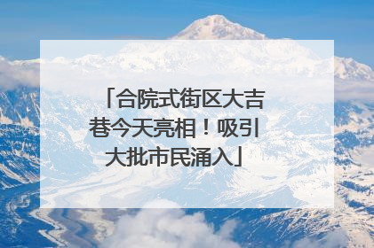 合院式街区大吉巷今天亮相！吸引大批市民涌入