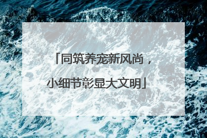 同筑养宠新风尚，小细节彰显大文明