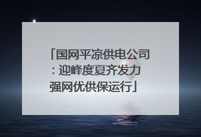 国网平凉供电公司：迎峰度夏齐发力 强网优供保运行
