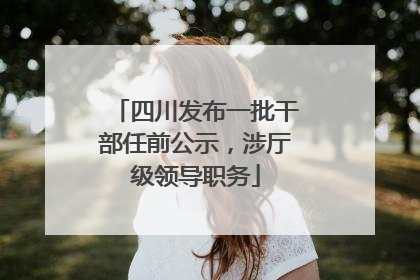 四川发布一批干部任前公示，涉厅级领导职务