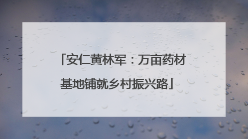 安仁黄林军：万亩药材基地铺就乡村振兴路