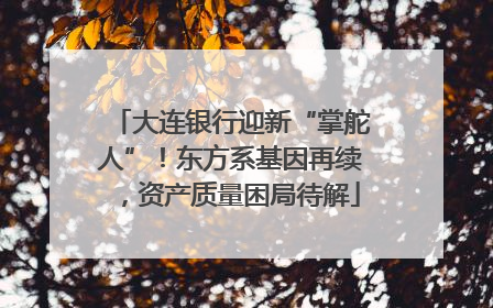 大连银行迎新“掌舵人”！东方系基因再续，资产质量困局待解