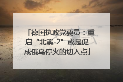 德国执政党要员：重启“北溪-2”或是促成俄乌停火的切入点