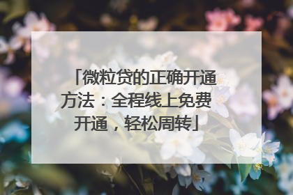 微粒贷的正确开通方法：全程线上免费开通，轻松周转
