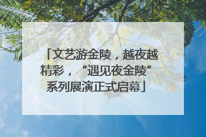 文艺游金陵，越夜越精彩，“遇见夜金陵”系列展演正式启幕