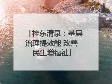 桂东清泉：基层治理提效能 改善民生增福祉