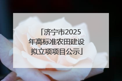 济宁市2025年高标准农田建设拟立项项目公示