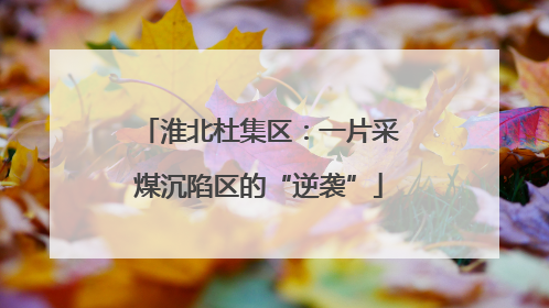 淮北杜集区：一片采煤沉陷区的“逆袭”