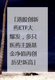 港股创新药ETF大爆发，多只医药主题基金净值再创历史新高