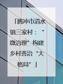 腾冲市清水镇三家村：“微治理”构建乡村善治“大格局”