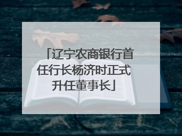 辽宁农商银行首任行长杨济时正式升任董事长