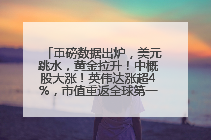 重磅数据出炉，美元跳水，黄金拉升！中概股大涨！英伟达涨超4%，市值重返全球第一！黄仁勋计划出售至多600万股股票