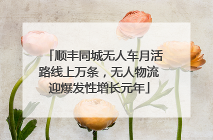 顺丰同城无人车月活路线上万条，无人物流迎爆发性增长元年