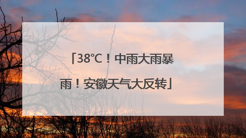38℃！中雨大雨暴雨！安徽天气大反转